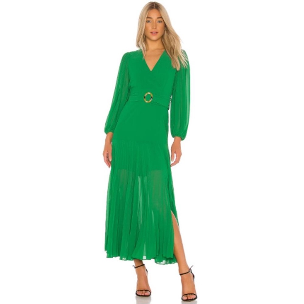 Bardot Green Slit Long Sleeve Sundress